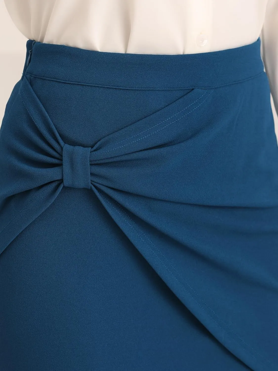 Allegra K Work Knee Length Bodycon Skirts for Women's Ruched High Waist Pencil Skirt