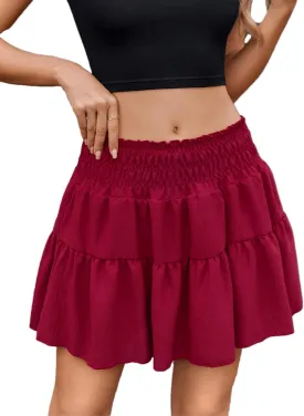 Avidlove Womens Summer Flowy Mini Skirts High Waisted Ruffle Boho Casual Cute Beach Short Skirt