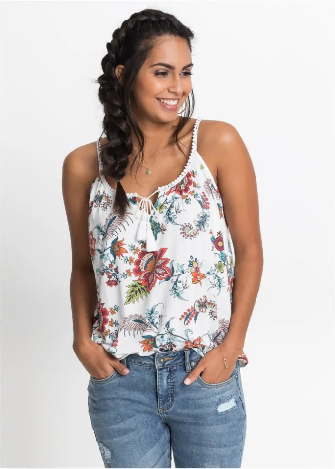 Bodyflirt Floral Print Shirt Top, White