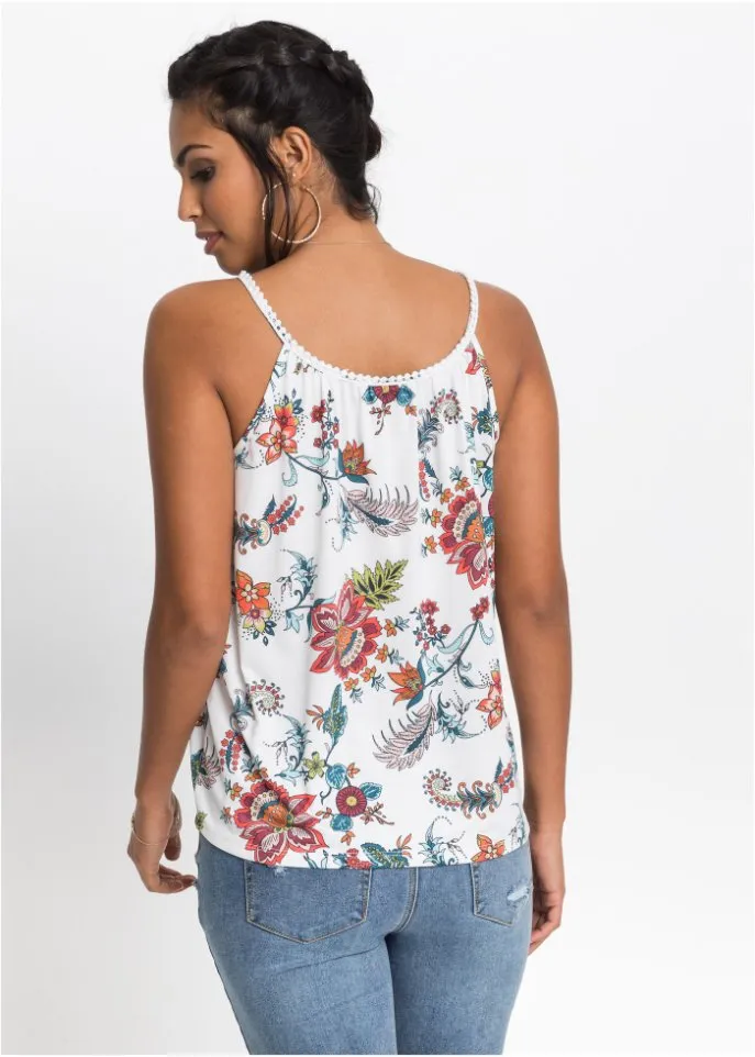 Bodyflirt Floral Print Shirt Top, White
