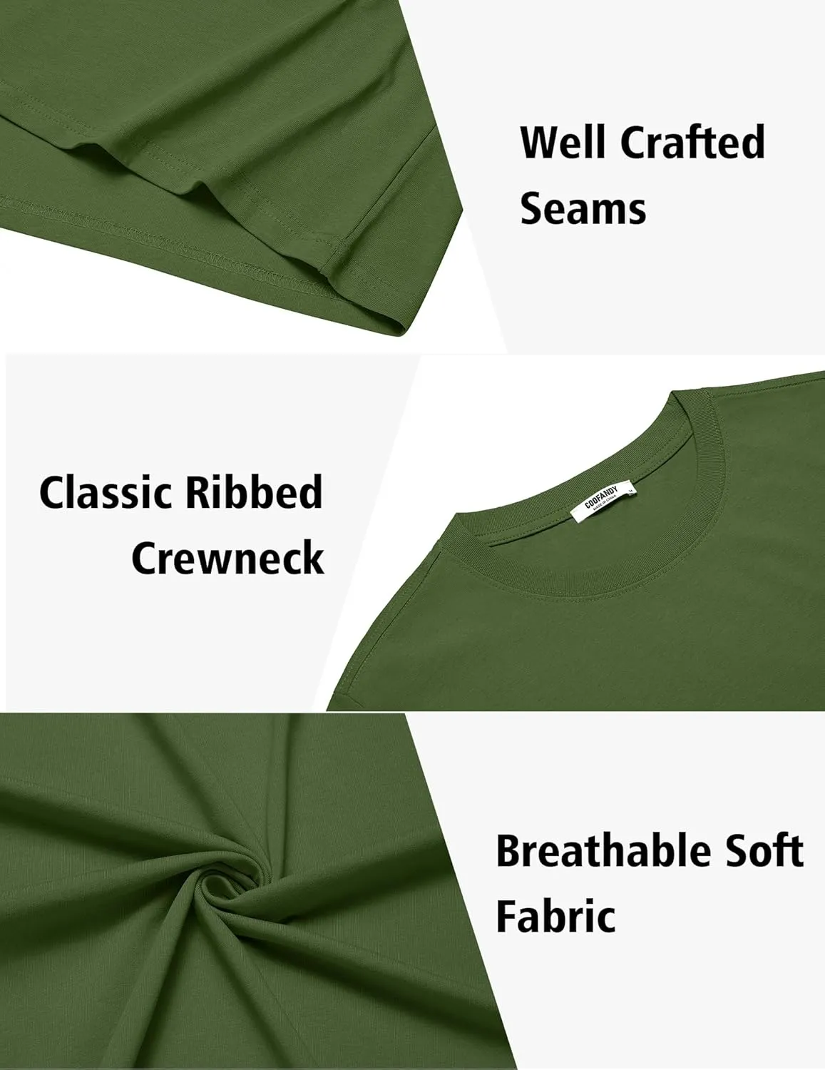 COOFANDY Mens T-Shirts 100% Cotton Heavyweight Premium Short Sleeve Shirt Crew Neck Basic Tshirt