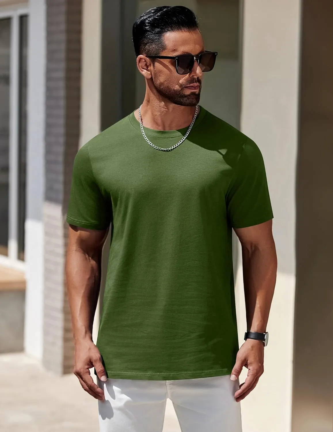 COOFANDY Mens T-Shirts 100% Cotton Heavyweight Premium Short Sleeve Shirt Crew Neck Basic Tshirt
