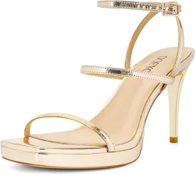 DOEYG Womens Platform Stiletto High Heels Sandals Square Open Toe Ankle Strappy Heels Comfort Dress Wedding Party Heeled Sandals Shoes