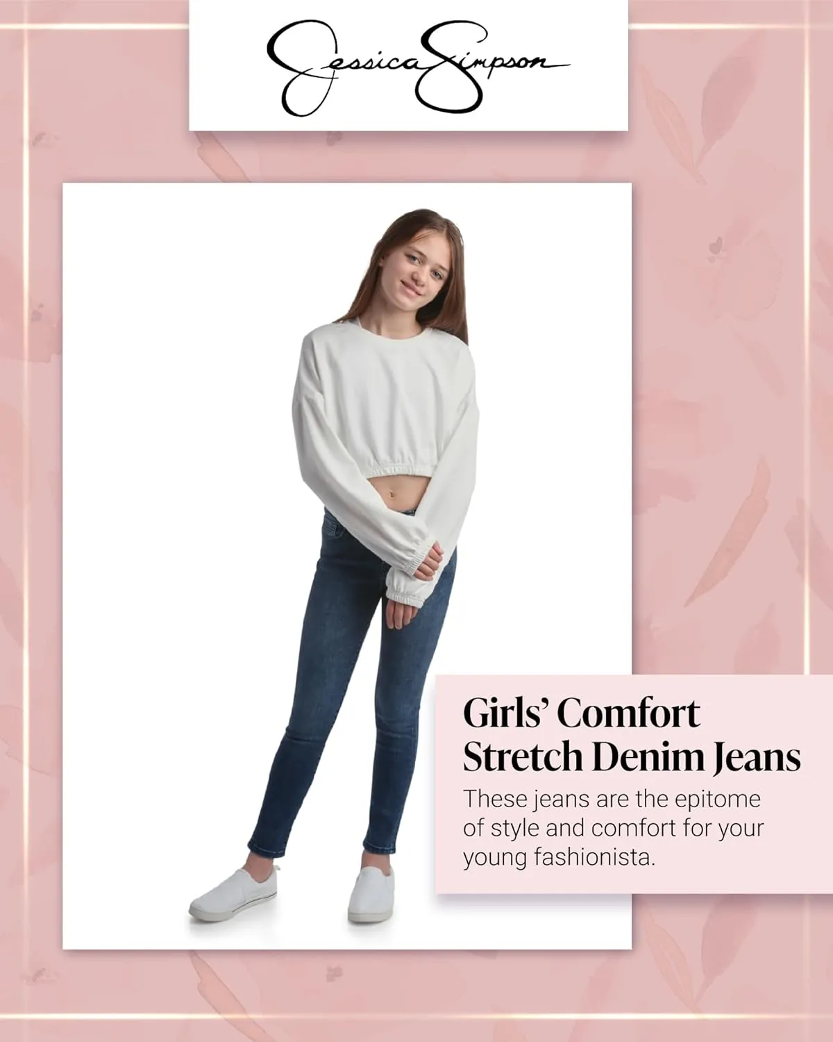 Jessica Simpson Girls Jeans - Comfort Stretch Skinny, Flare, Straight Cut Denim Jeans - Casual Pocket Jeans for Girls (4-16)