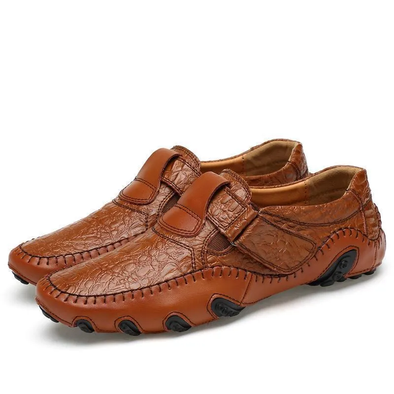 Kaegreel Peas Shoes Men's Leather Four Seasons Casual Shoes Octopus British Handmade Shoes
