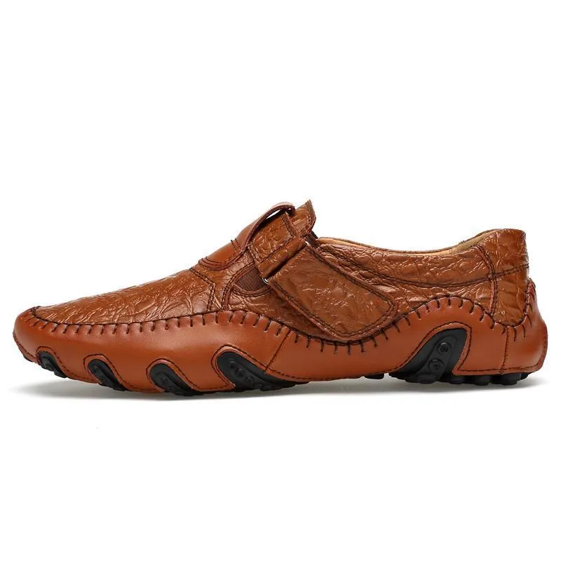 Kaegreel Peas Shoes Men's Leather Four Seasons Casual Shoes Octopus British Handmade Shoes