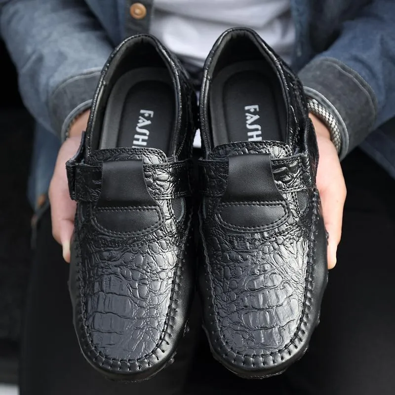 Kaegreel Peas Shoes Men's Leather Four Seasons Casual Shoes Octopus British Handmade Shoes