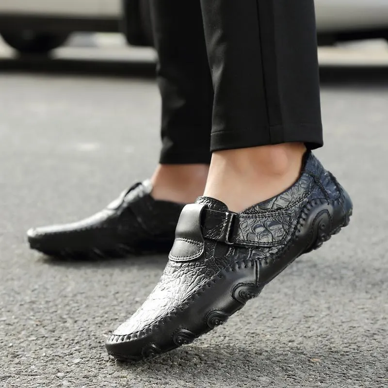 Kaegreel Peas Shoes Men's Leather Four Seasons Casual Shoes Octopus British Handmade Shoes