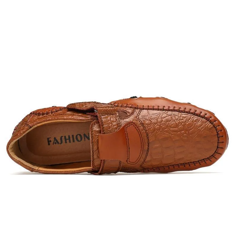 Kaegreel Peas Shoes Men's Leather Four Seasons Casual Shoes Octopus British Handmade Shoes