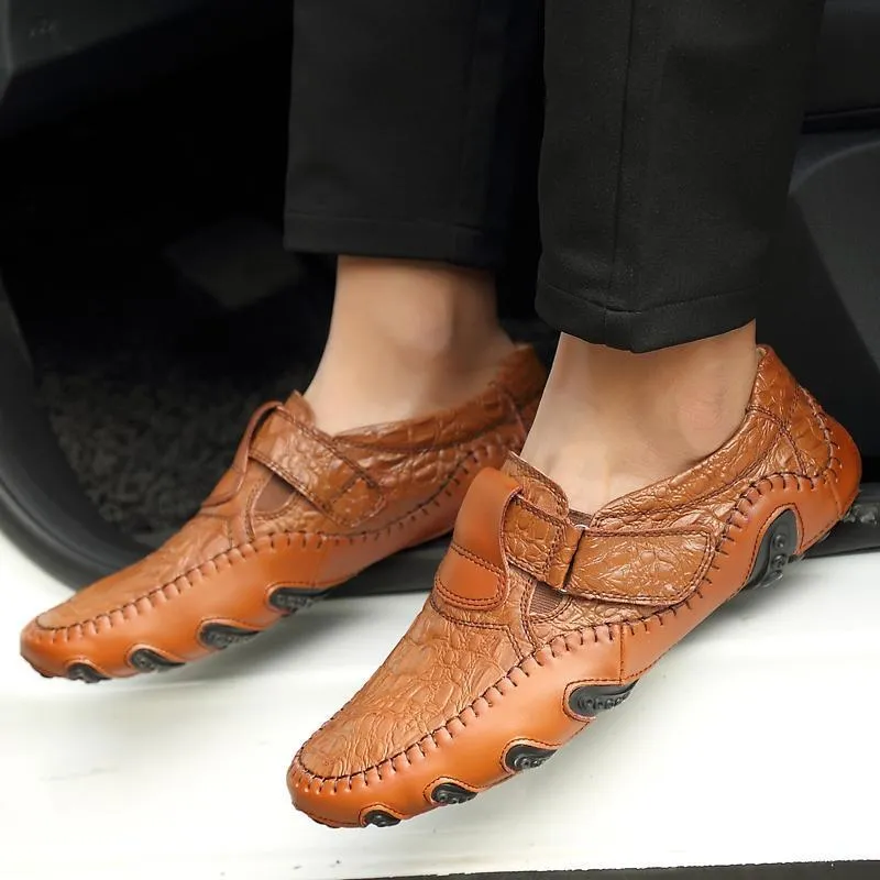 Kaegreel Peas Shoes Men's Leather Four Seasons Casual Shoes Octopus British Handmade Shoes