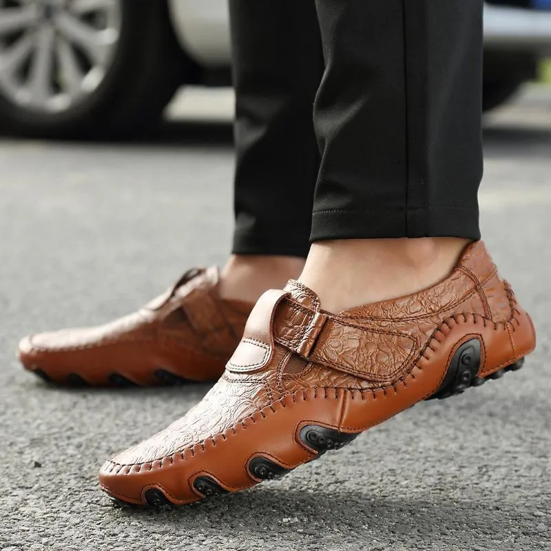 Kaegreel Peas Shoes Men's Leather Four Seasons Casual Shoes Octopus British Handmade Shoes