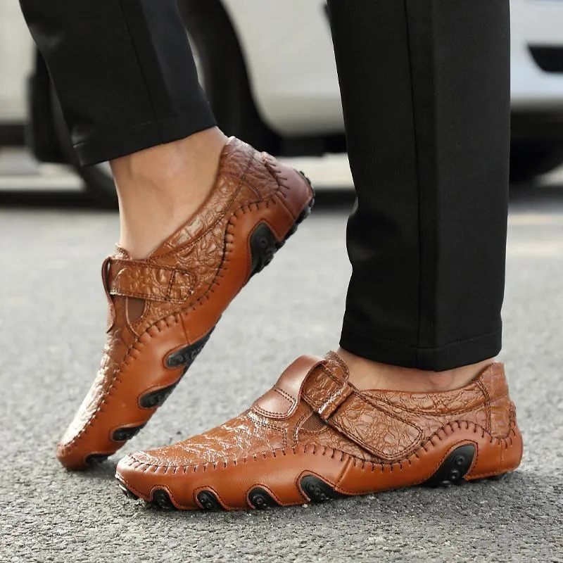 Kaegreel Peas Shoes Men's Leather Four Seasons Casual Shoes Octopus British Handmade Shoes