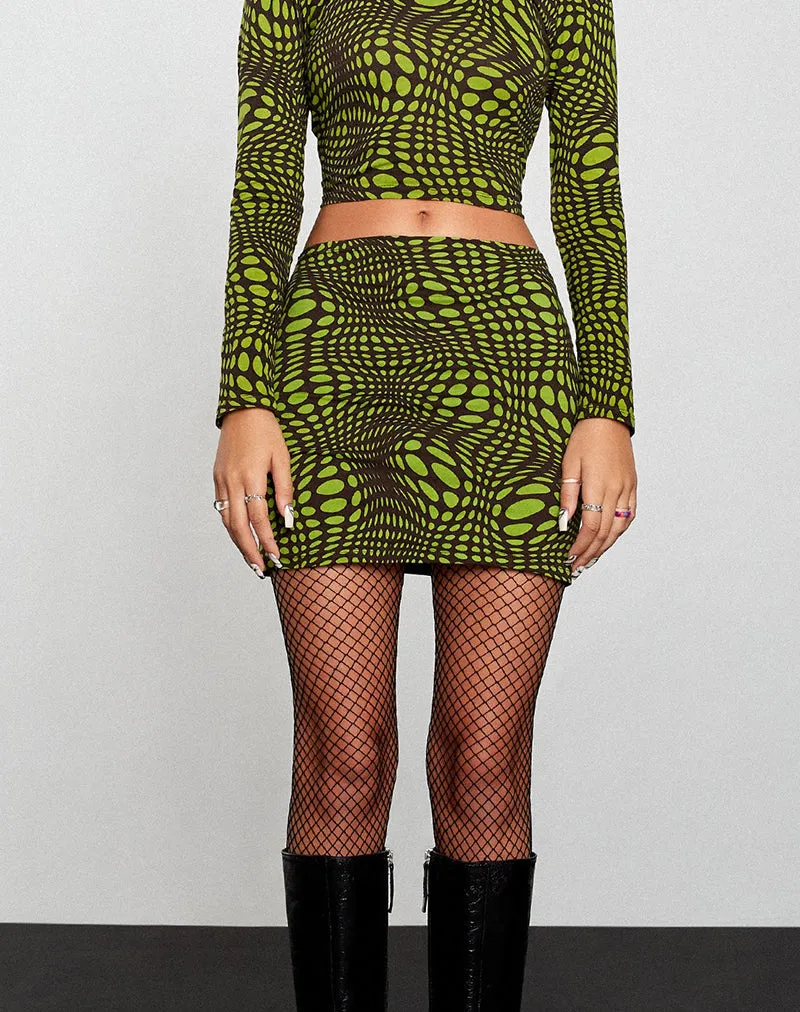 Kinan Bodycon Skirt in Optic Polka Green
