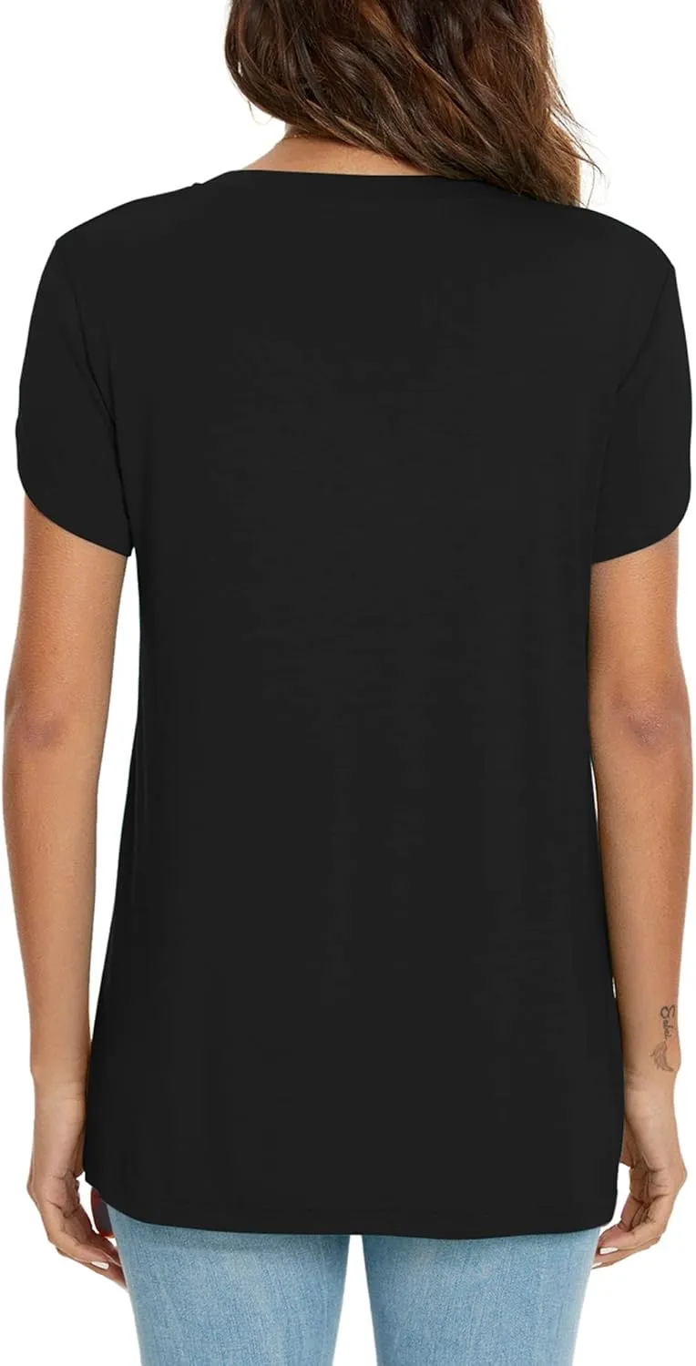 KUOTAI Womens Tops Summer Casual T Shirts V Neck Petal Sleeve Blouses Shirts