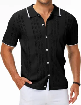 MAPICK Men's Button Down Polo Shirt Casual Short Sleeve Knit Shirt Summer Vacation Beach Clothes