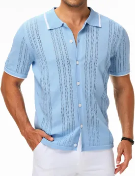 MAPICK Men's Button Down Polo Shirt Casual Short Sleeve Knit Shirt Summer Vacation Beach Clothes