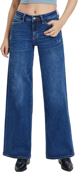 Oprah's Favorite Jeans Baggy Jeans High Waisted Wide Leg Straight Stretchy Denim Pants with Patch Pockets