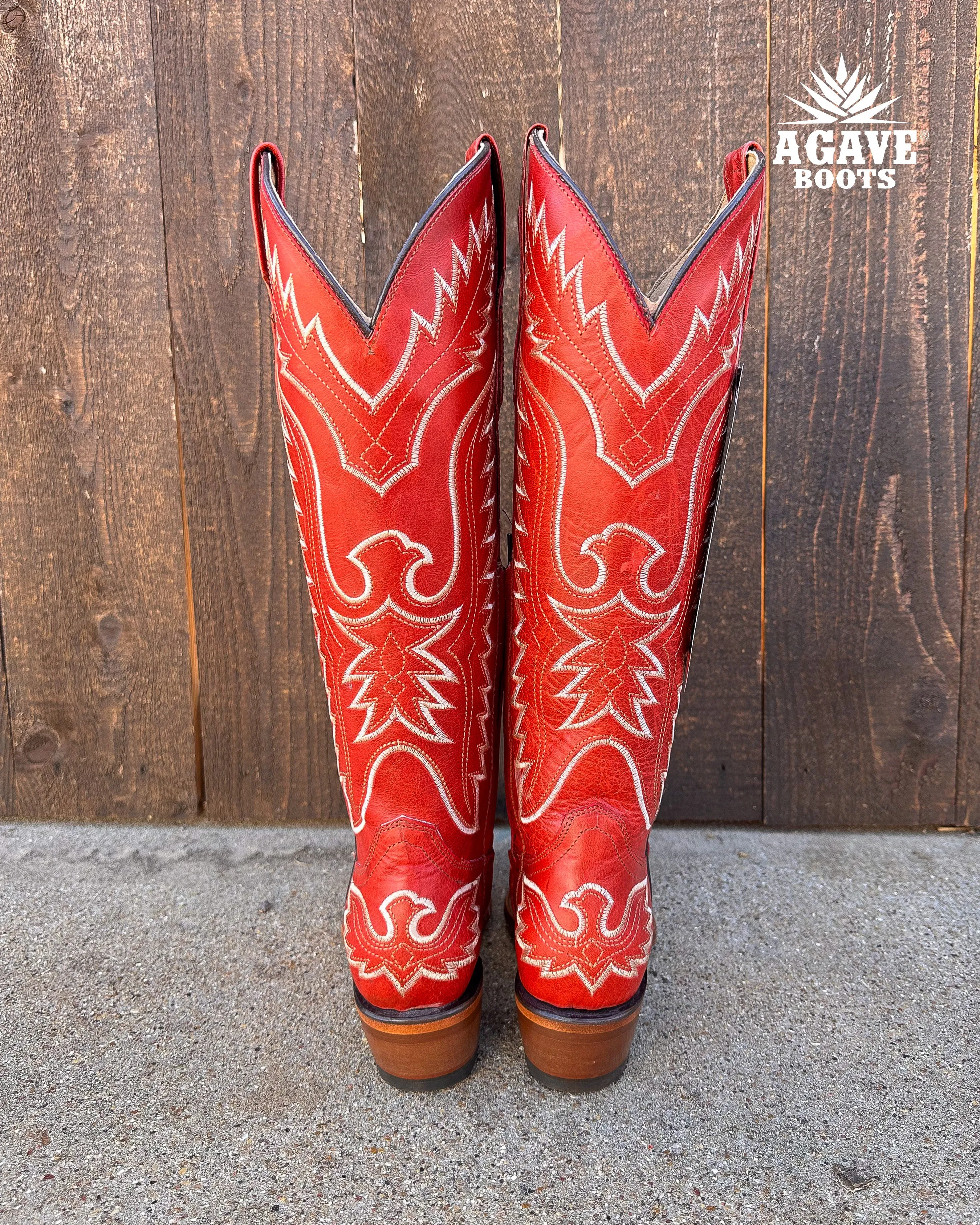 Sure! Heres an optimized title for your e-commerce product:

Stylish Womens Tall Red Cowboy Boots - Modern Western Design