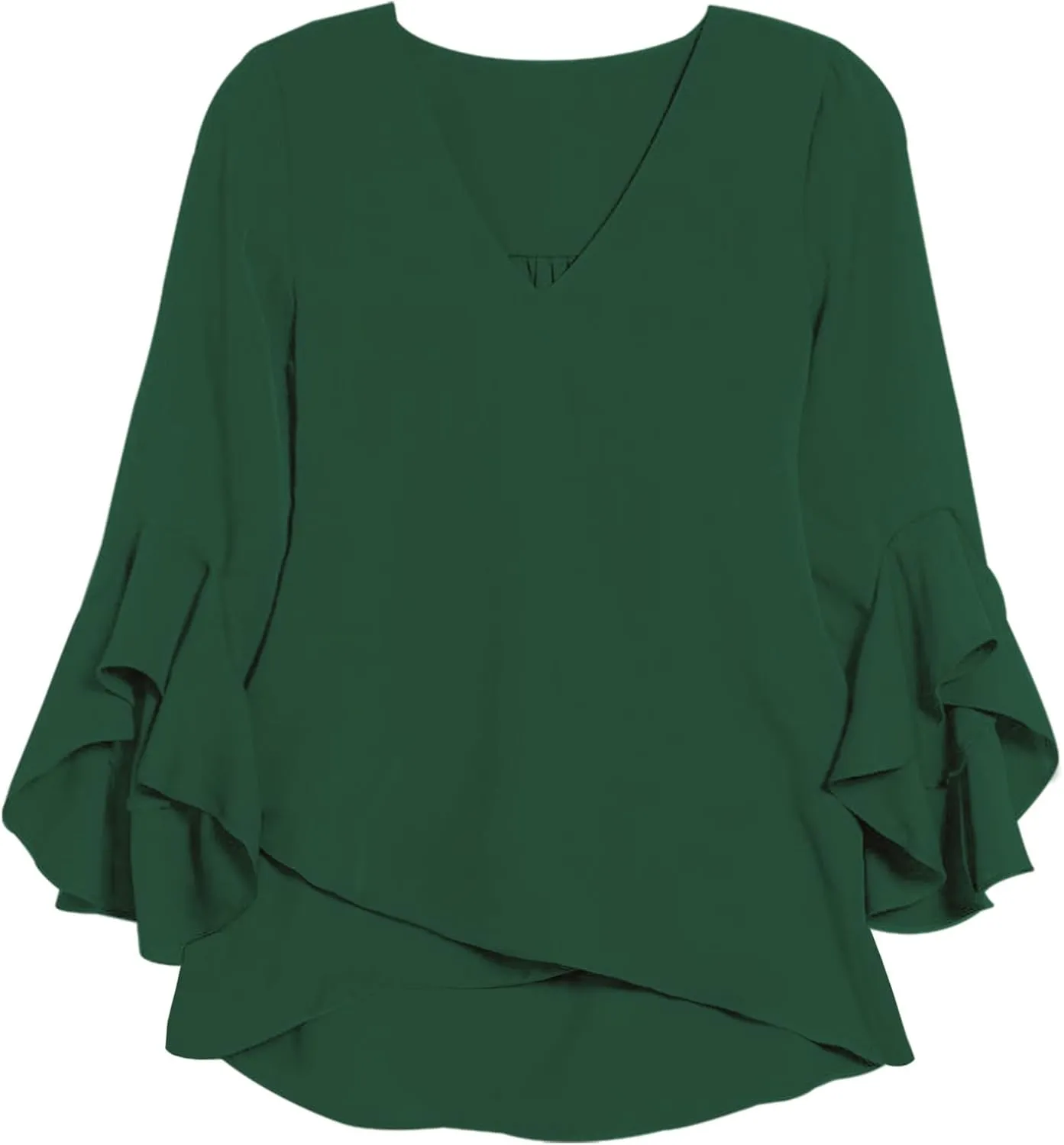 Relipop Womens Blouse Ruffle 3/4 Sleeve Tops V Neck Business Casual Blouses Shirts Spring Summer Outfits 2025