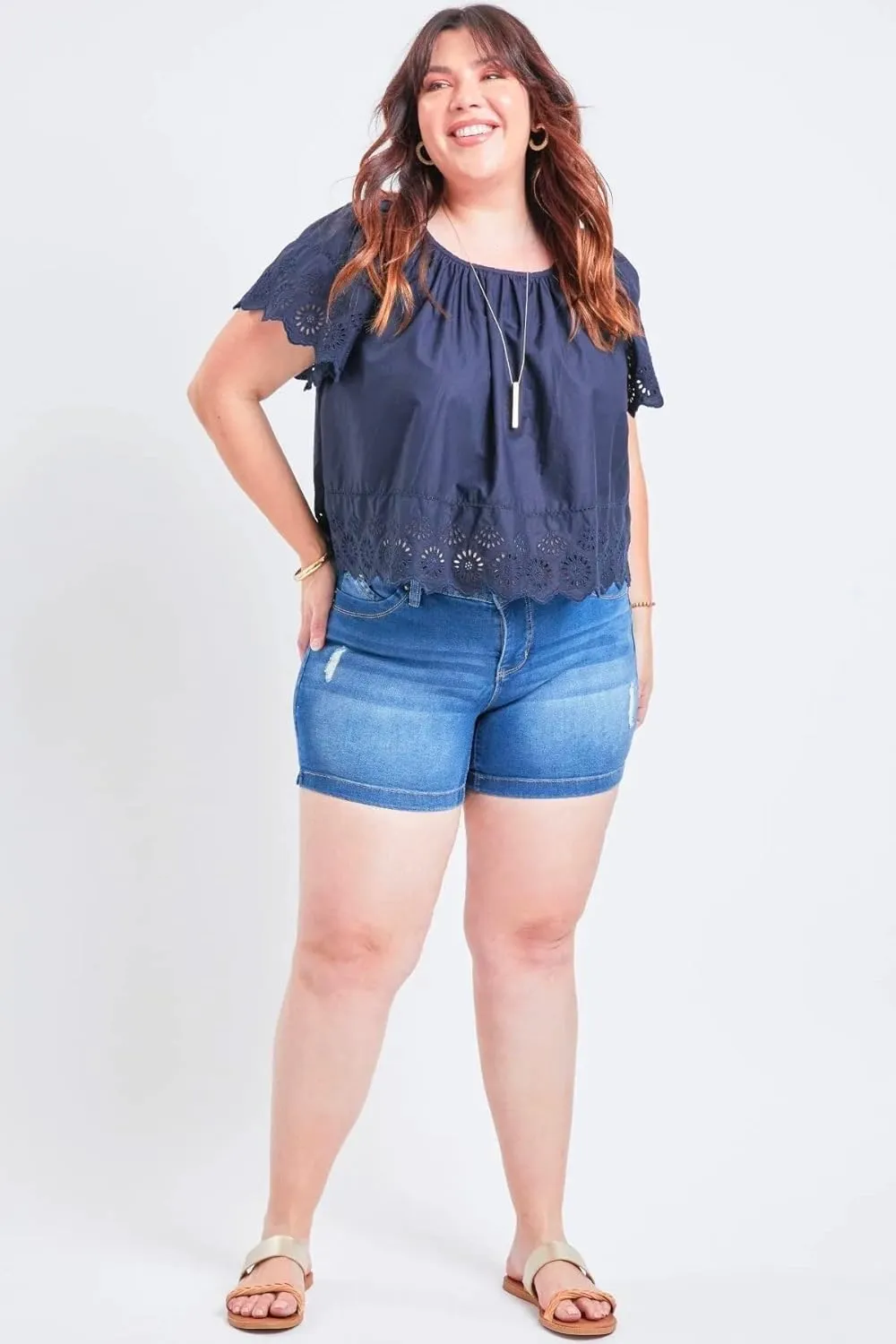 Royalty For Me Womens Women's Plus Size Wannabettabutt Side Slit Hem Shorts SustainableShorts