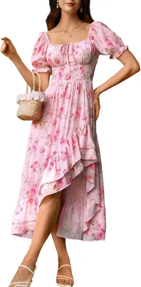 Scarlet Darkness Cottagecore Corset Dress Flowy Chiffon Floral Dresses for Women Scarlet Darkness Cottagecore Corset Dress Flowy Chiffon Floral Dresses for Women