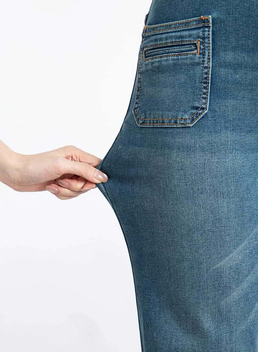Sidefeel Women's Wide Leg Jeans High Waisted Tummy Control Stretchy Pockets Front Straight Leg Jeans