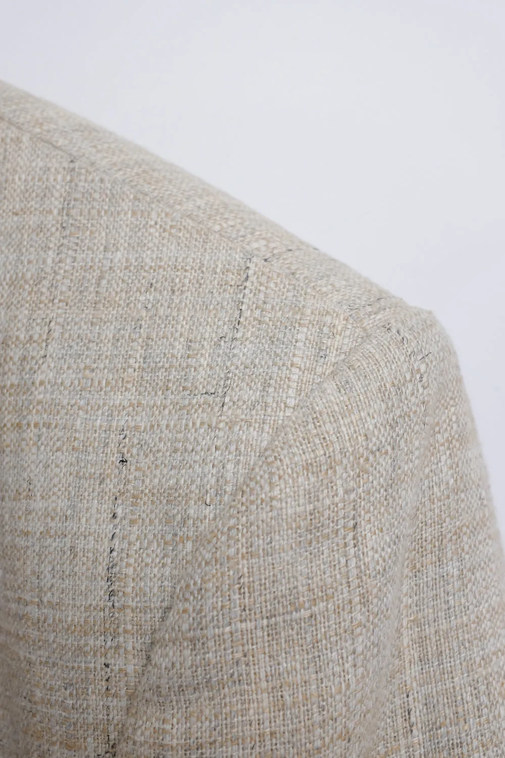 VINTAGE LINEN BLEND BEIGE BOXY BLAZER