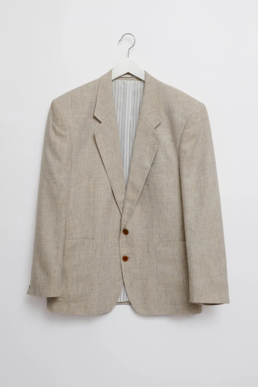 VINTAGE LINEN BLEND BEIGE BOXY BLAZER