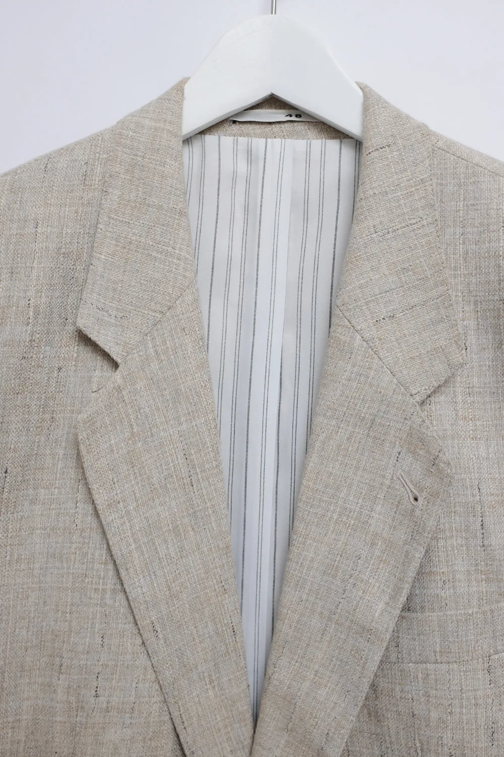 VINTAGE LINEN BLEND BEIGE BOXY BLAZER
