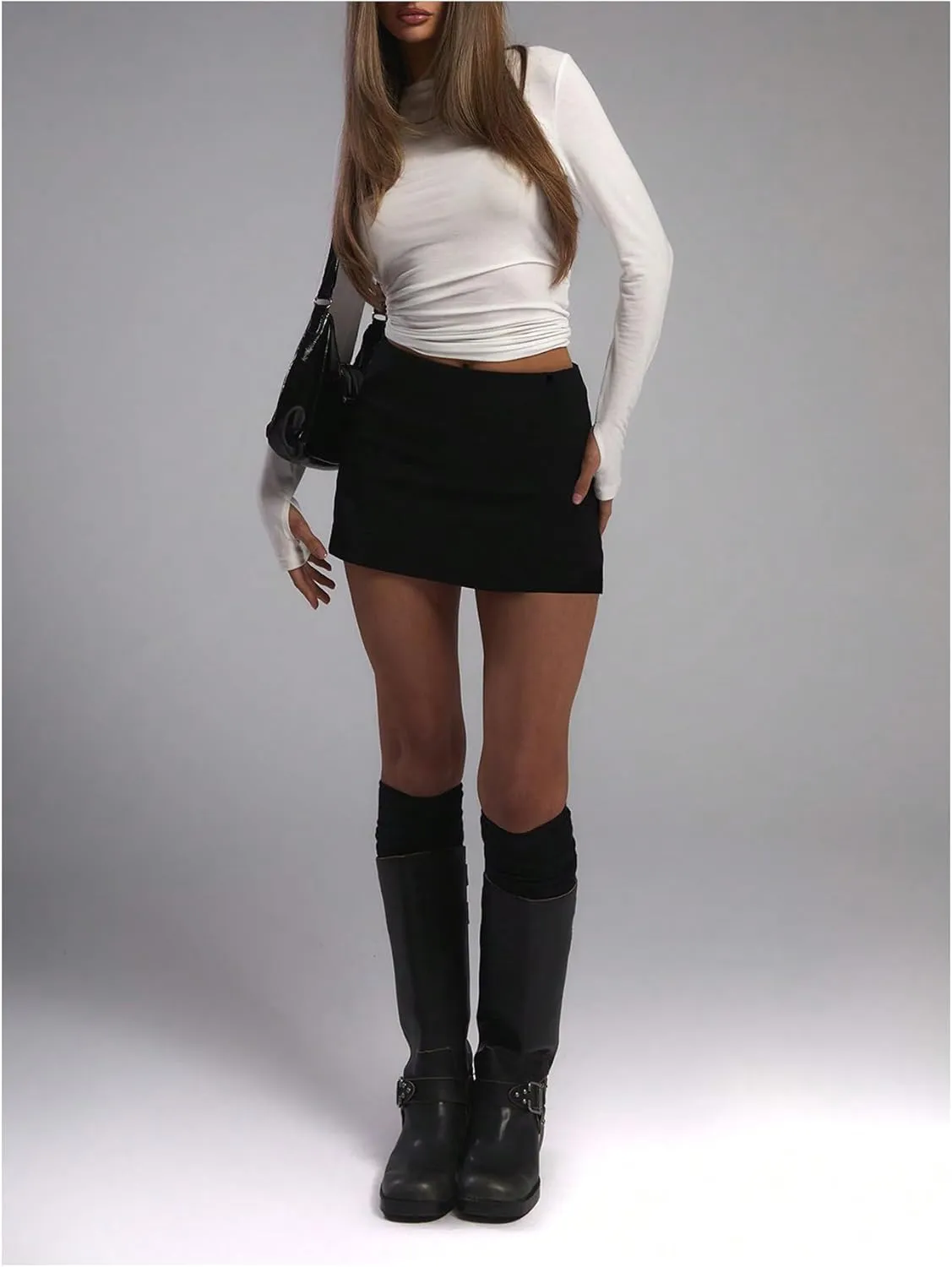 Women's Mini Skirts Elastic High Waisted Bodycon Short Skirt Casual Pencil Skirt for Womens