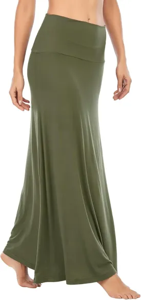 Zando Long Skirts for Women Trendy Dresses High Waisted Maxi Skirt Casual Workout Stretchy Flared Flower Skirt for Girls