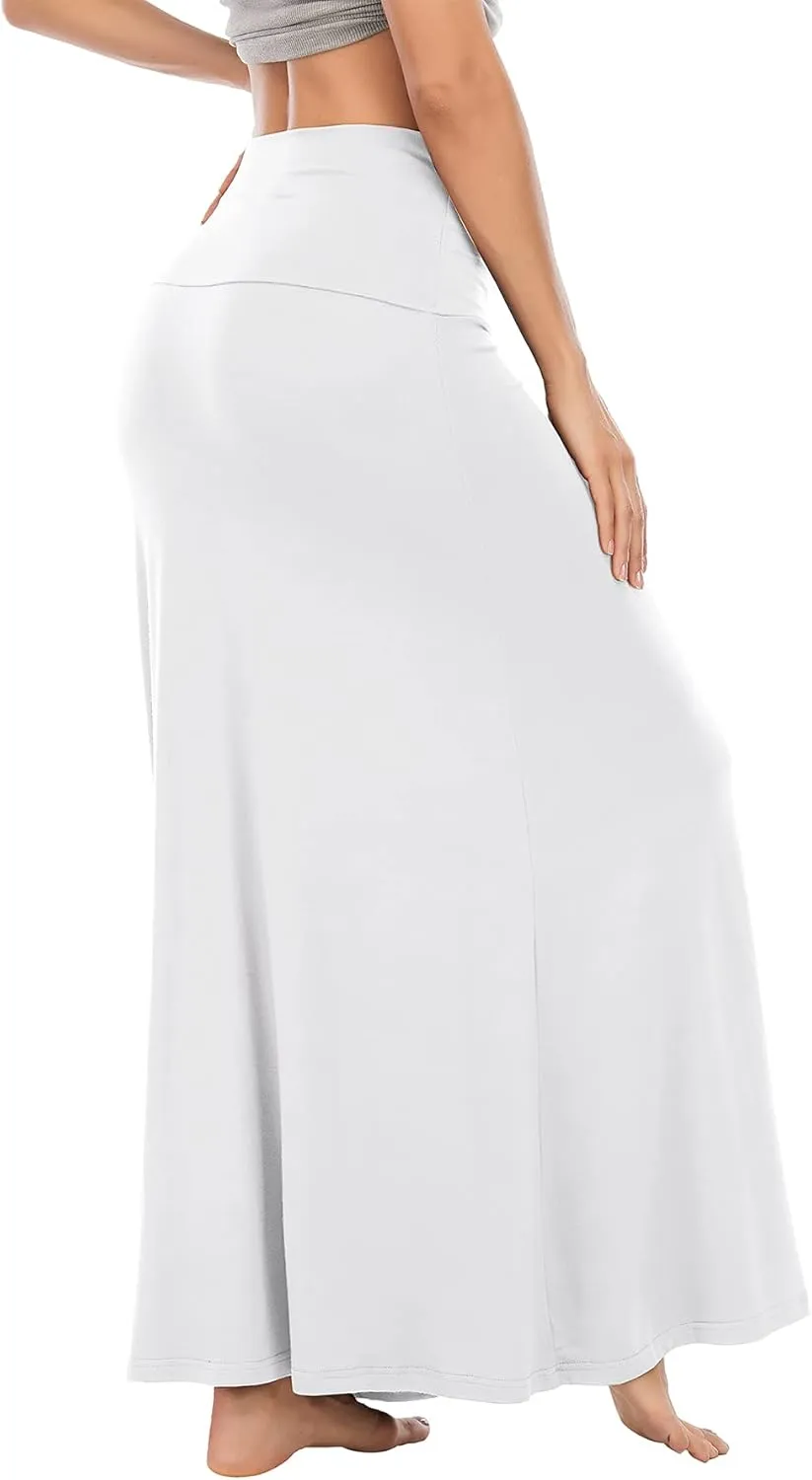 Zando Long Skirts for Women Trendy Dresses High Waisted Maxi Skirt Casual Workout Stretchy Flared Flower Skirt for Girls