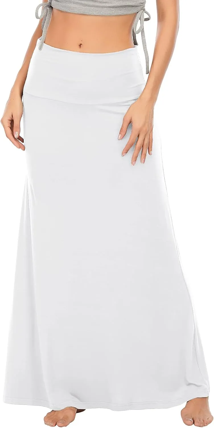 Zando Long Skirts for Women Trendy Dresses High Waisted Maxi Skirt Casual Workout Stretchy Flared Flower Skirt for Girls