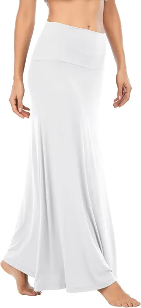 Zando Long Skirts for Women Trendy Dresses High Waisted Maxi Skirt Casual Workout Stretchy Flared Flower Skirt for Girls